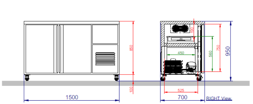2 doors refrigerator dimensions