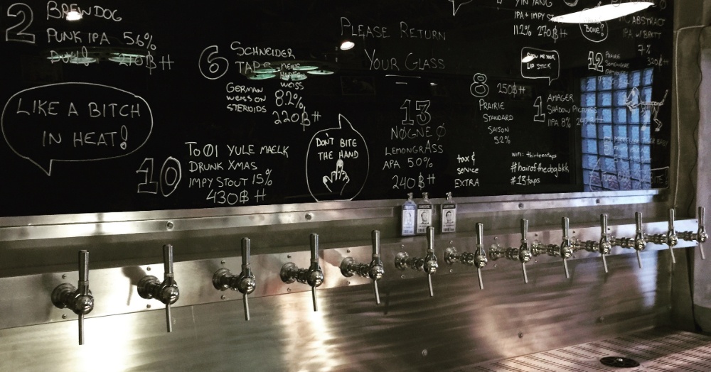 13 wall beer taps in Bangkok