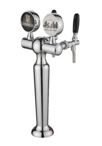 2 taps chrome T bar beer tower F98B12-2C back