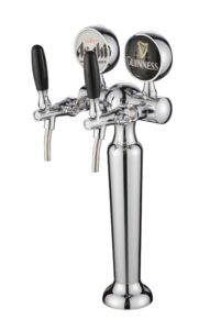2 taps chrome T bar beer tower F98B12-2C front