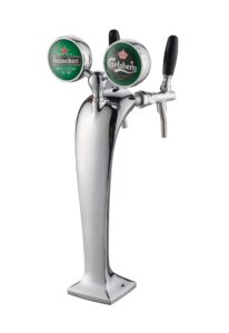 2 taps chrome beer tower with lenses F98B3-2 back