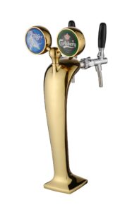 2 taps gold beer tower with lenses F98B3-2d back