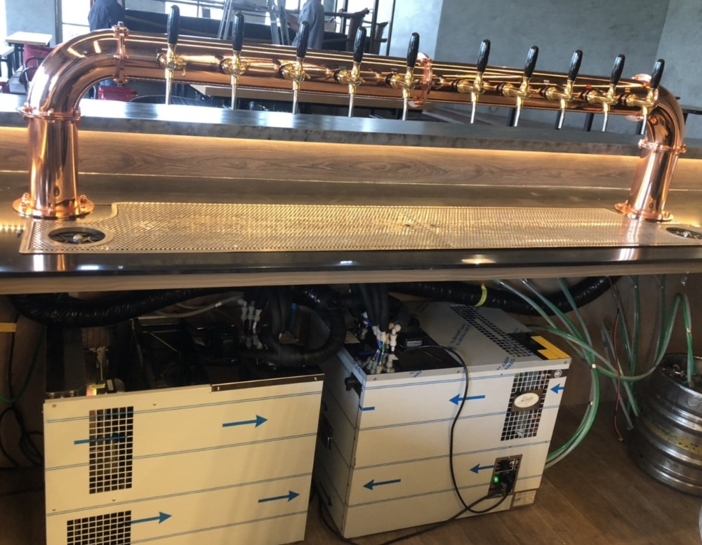 Lindr tropical ice bank coolers with copper beer bridge