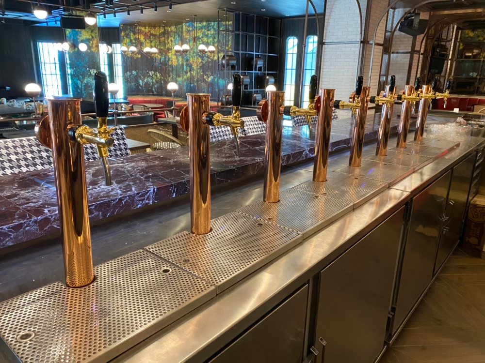 Refrigerator mounted copper single beer taps